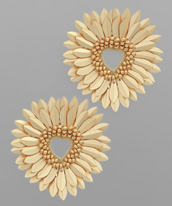 Sequin Bead Heart Flower Earrings