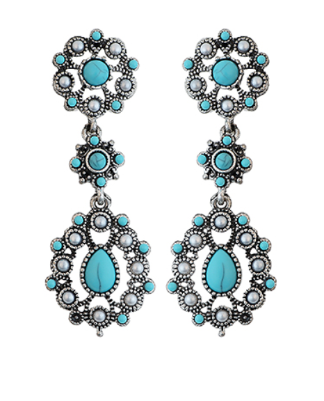 Oval & Teardrop with Stone Earrings