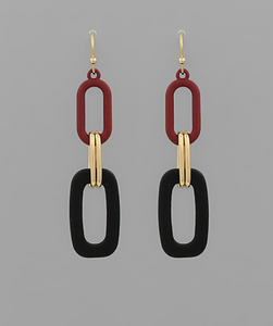 GAMEDAY:  Linked Color Coated Oval Earrings