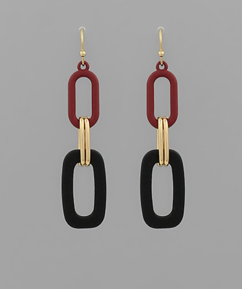 GAMEDAY:  Linked Color Coated Oval Earrings
