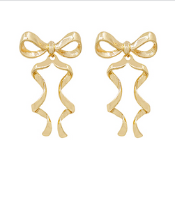 Metal Bow & Wavy Tail Earrings