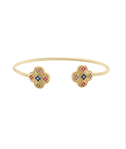 ★tow tow archive★ Full Clover Bracelet Grass TBH22ABTB005 JanKuo Clover C.Z. Multi-Color Cuff