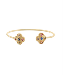 CZ Clover Accent Wire Bracelet