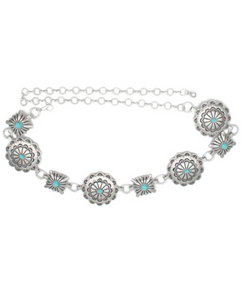 Square Stone Accent Concho Chain Belt