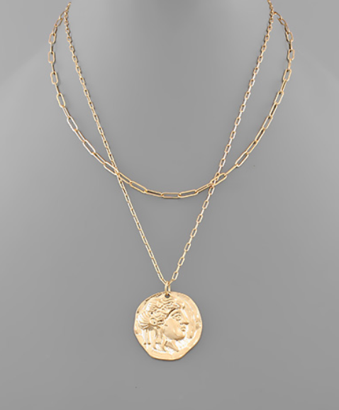 Face Coin Layer Necklace