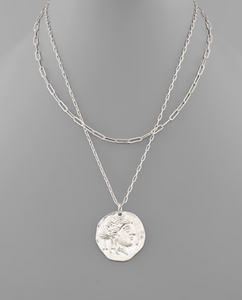 Face Coin Layer Necklace