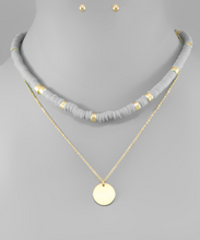 Rubber Bead & Disc Layer Necklace