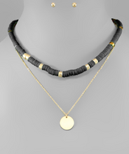 Rubber Bead & Disc Layer Necklace