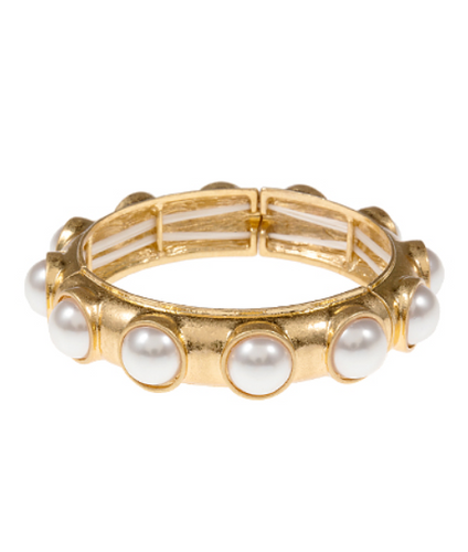 Round Dome Pearl Station Bracelet