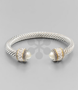 Cable Wire Edge Point Open Bracelet