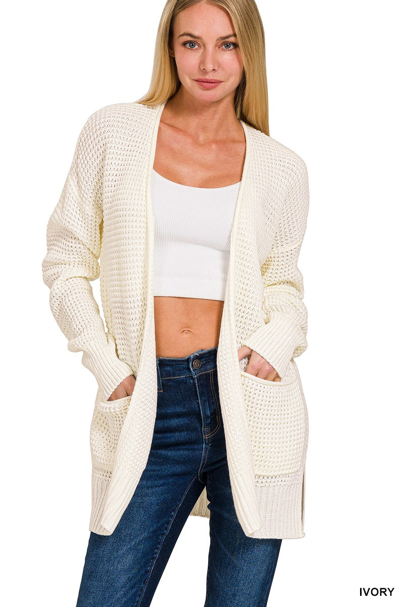 Sherry Kay Waffle Knit Cardigan Sweater