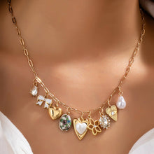 Charm Necklace-Charming Heart Bow & Pearl Dangle