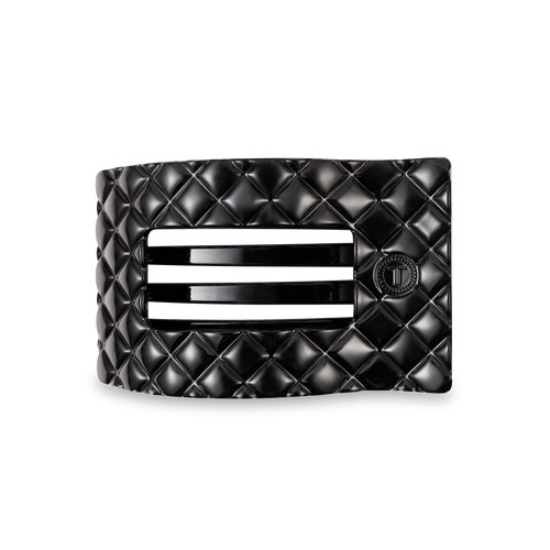 Flat Rectangle Hair Clip | Medium | Jet Black Quilted