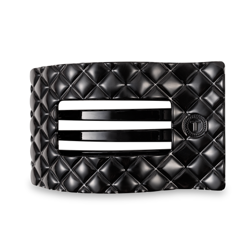 Flat Rectangle Hair Clip | Large | Jet Black Quilted