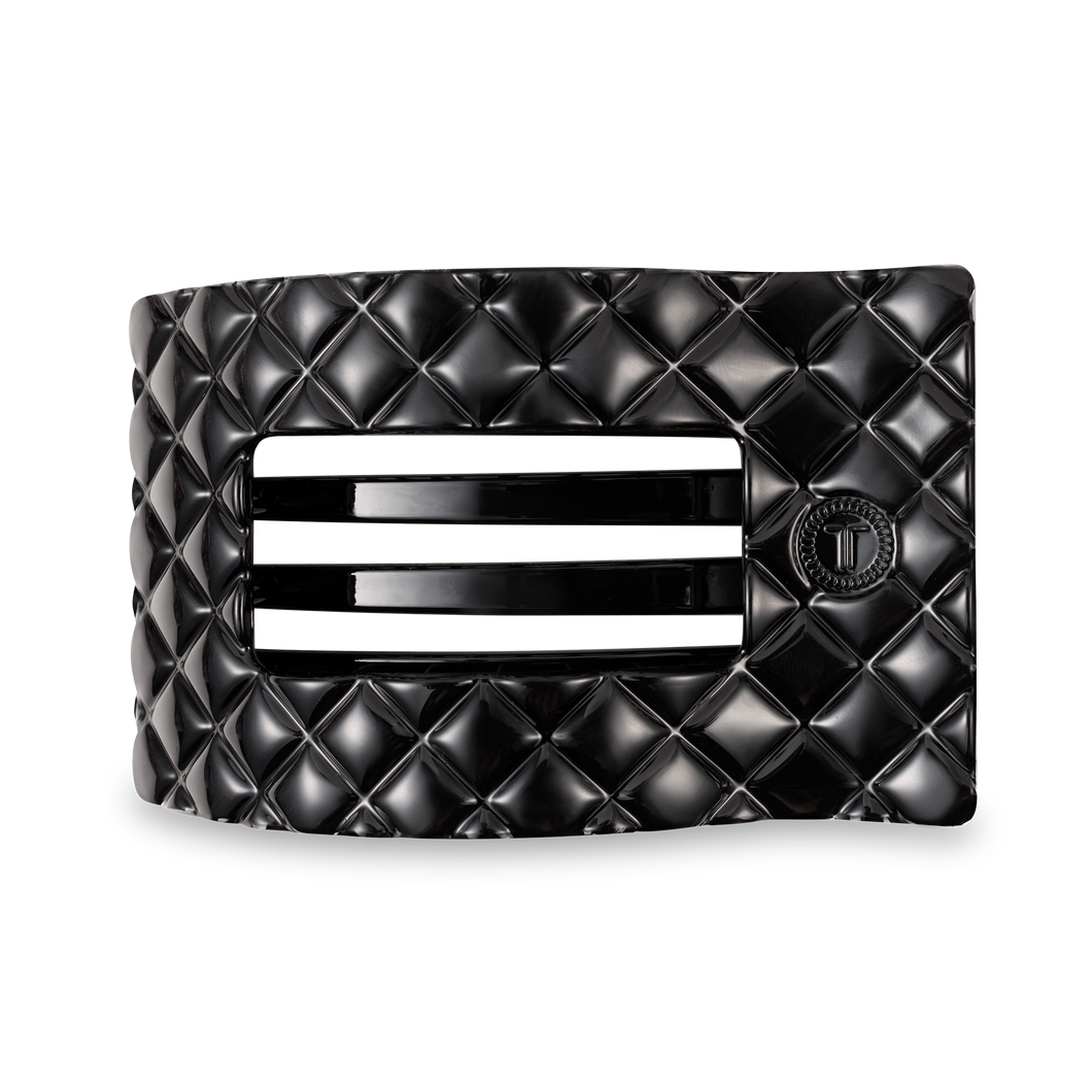 Flat Rectangle Hair Clip | Large | Jet Black Quilted