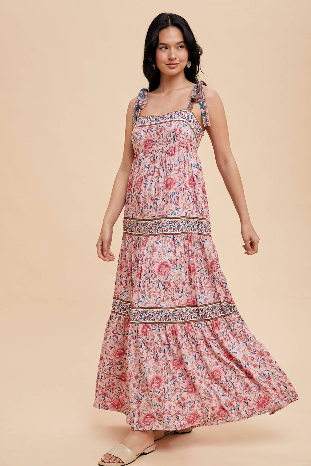 Sunset Serenade Border Print Maxi Dress