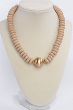 Wood Saucer Beads Short Statement Necklace