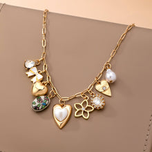 Charm Necklace-Charming Heart Bow & Pearl Dangle