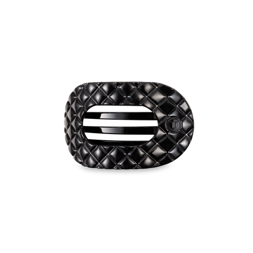 Flat Round Hair Clip | Small | Jet Black Quilted
