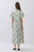 Polly Peacock Puff Sleeve Midi Dress