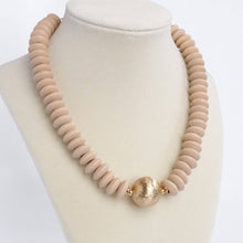 Wood Saucer Beads Short Statement Necklace