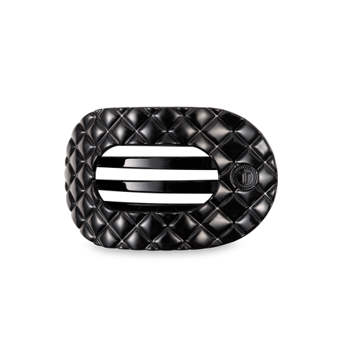 Flat Round Hair Clip | Medium | Jet Black Quilted