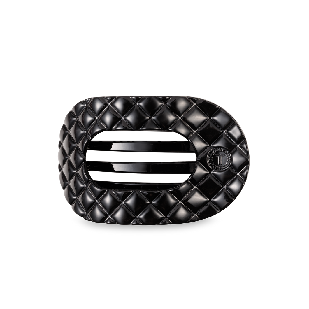 Flat Round Hair Clip | Medium | Jet Black Quilted