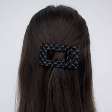 Flat Rectangle Hair Clip | Small | Jet Black Quilted