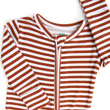 Chase Brown Ribbed ZIP Bamboo Baby Sleepies Little