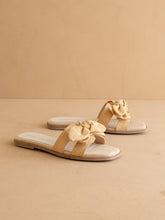 The Ginny | Natural Textured Bow Slide Sandal