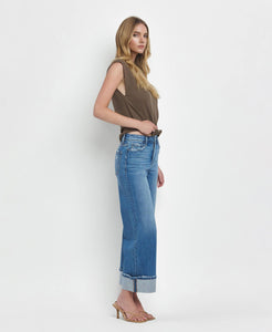 Julie High Rise Cuffed wide leg Jeans