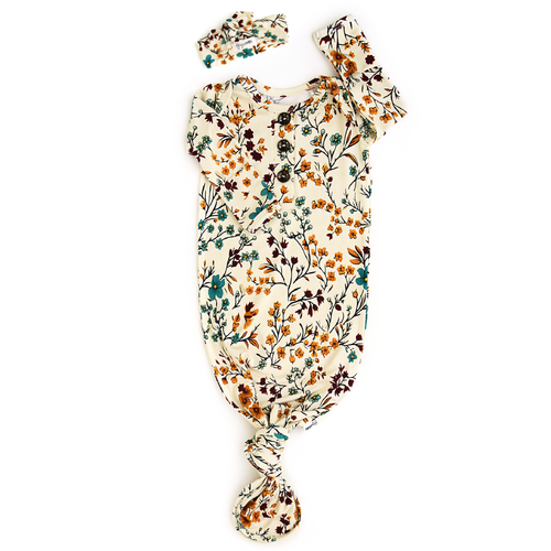Maren Floral GOWN Bamboo Baby Newborn Sleepies Little