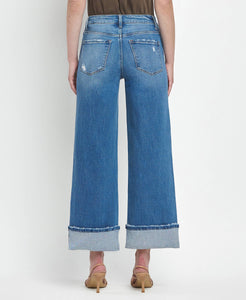 Julie High Rise Cuffed wide leg Jeans