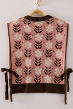 Floral Jacquard Side-Tie Sweater Vest