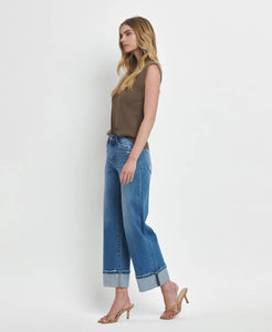 Julie High Rise Cuffed wide leg Jeans