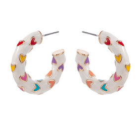 Heart Enamel Hoops