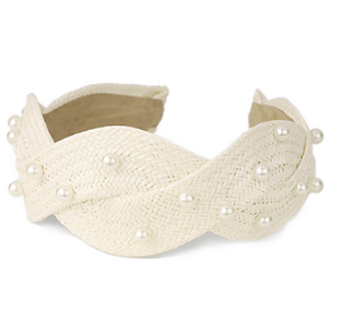 Pearl Stud Braided Rattan Headband