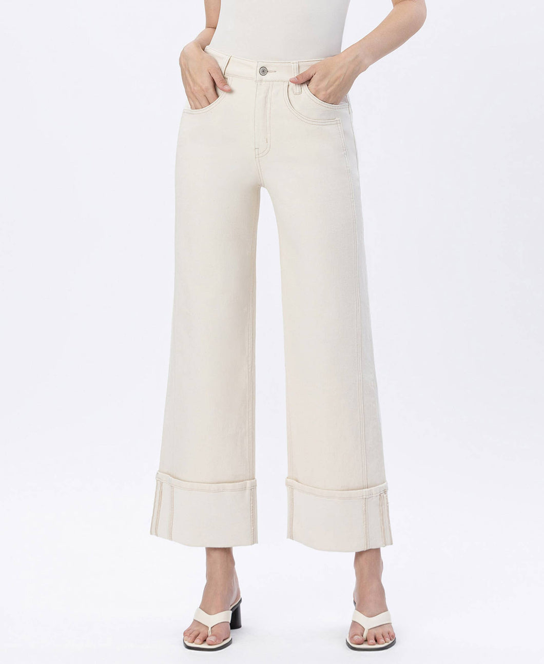 Fall's Canvas Super High Rise Cuffed Wide Leg Jeans