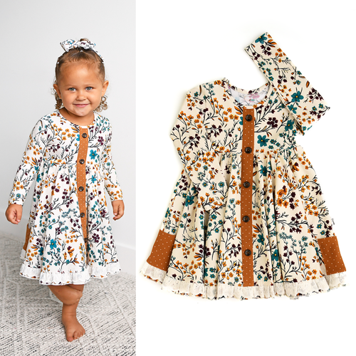 Maren Floral BUTTON DRESS Kids Fall Outfit