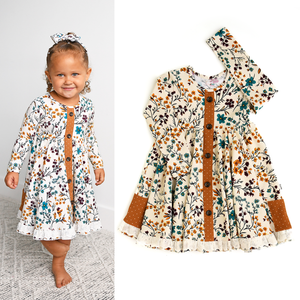 Maren Floral BUTTON DRESS Kids Fall Outfit