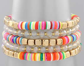 Rubber & Glass Bead Bracelet Set