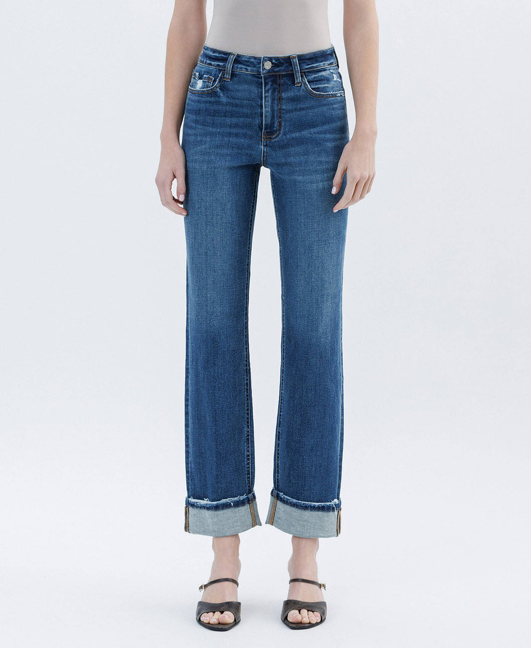 Niko High Rise Cuffed Straight Jean