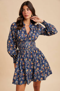 Maggie Zippered Floral Mini Dress