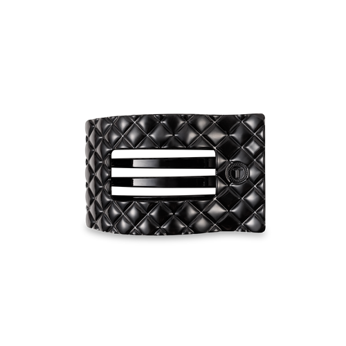 Flat Rectangle Hair Clip | Small | Jet Black Quilted