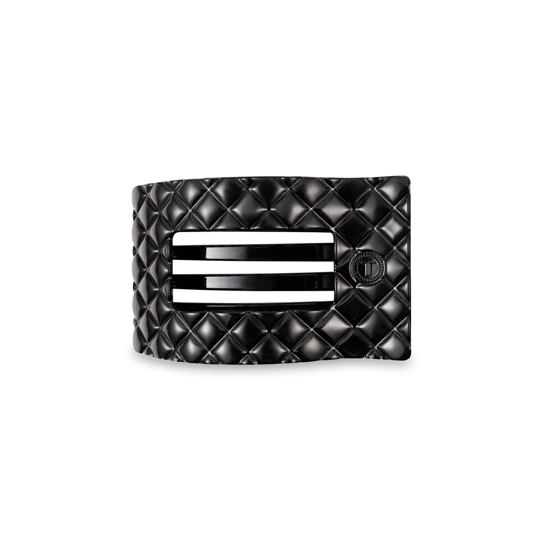 Flat Rectangle Hair Clip | Small | Jet Black Quilted