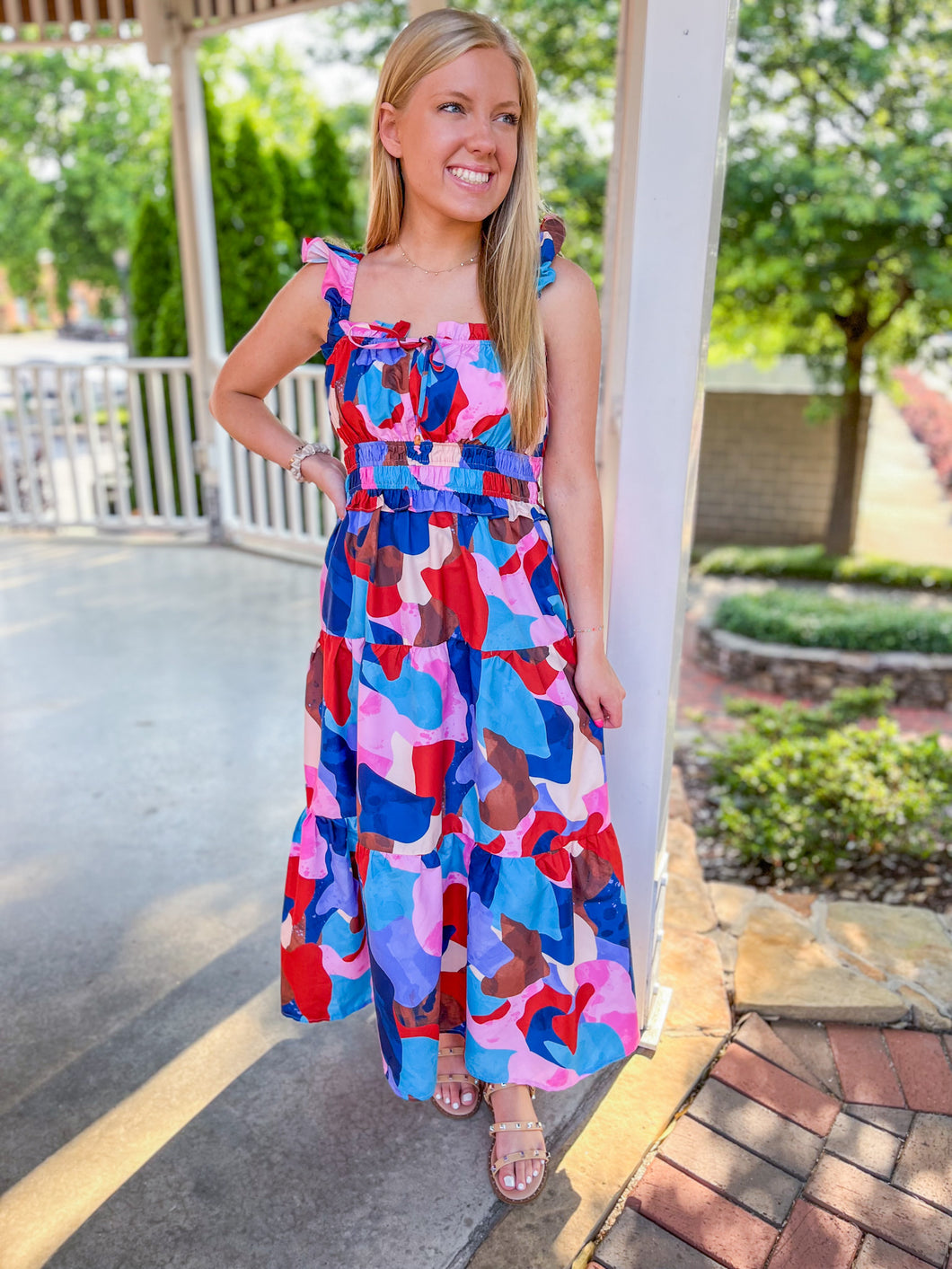 Mystic Abstract Print Midi Dress
