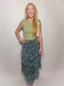 Evie Floral Asymmetrical Midi Skirt