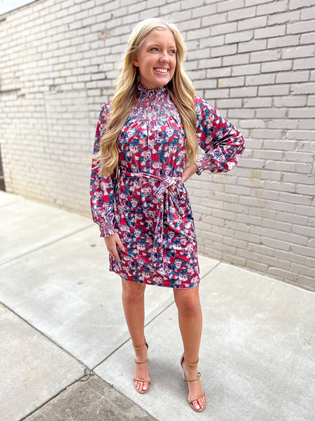 In a Daze Velvet Floral Shift Dress