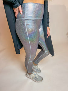 Women's Shiny Holographic Leggings Liquid Metallic Pants