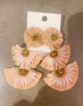 3 Tier Raffia Fan Earrings